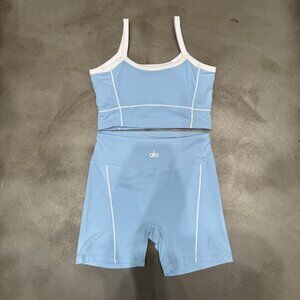 Women's Blue Alo Yoga Activewear Set – Padded tank & Shorts Sz S